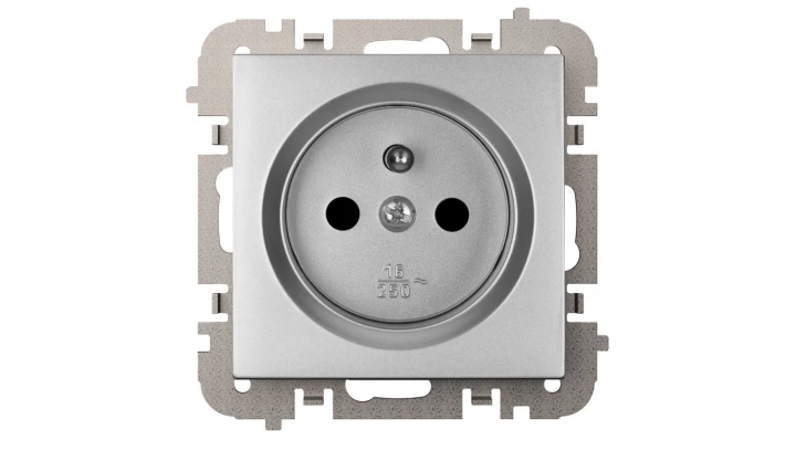 Vestra Gniazdo 2P+Z bez ramki podtynkowe IP20 srebrny 3833-16