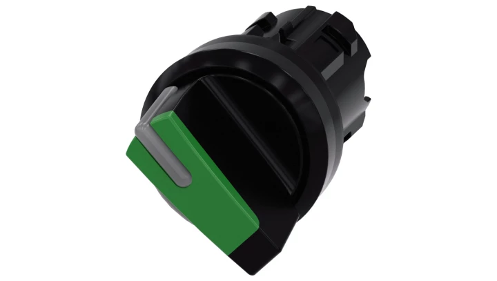 Przełącznik 2 pozycyjny 22mm czarny/zielony bez samopowrotu O-I możl podświetlenie tworzywo IP69k SIRIUS ACT 3SU1002-2BF40-0AA0