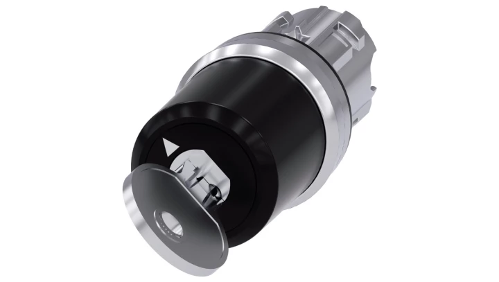 Przełącznik kluczykowy BKS 22mm okrągły metal nr E7 (VW) 2 poz. O-I monost. (bez kluczyka) kąt zał. 90st. 3SU1050-5SF01-0AA0