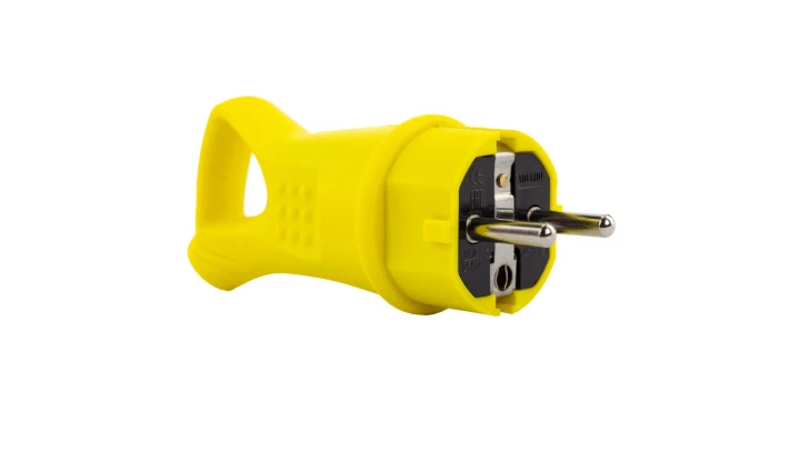 WTYCZKA GUMOWA ŻÓŁTA 16A 230V IP44 Z UCHWYTEM