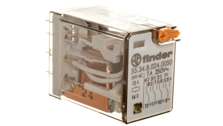 Przekaźnik przemysłowy 4P 7A 24V AC przycisk testujący LED 55.34.8.024.0050