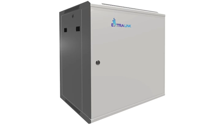 Szafa rack montowana na ścianie, drzwi blaszane pełne Extralink 12U 600x450 ASP Szara