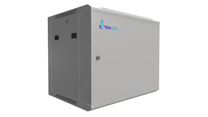 Szafa rack montowana na ścianie, drzwi blaszane pełne Extralink 9U 600x450 ASP Szara