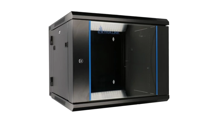 Szafa rack montowana na ścianie, dwusekcyjna Extralink 9U 600x600 AZH Czarna