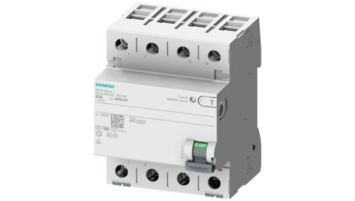 Wyłącznik różnicowoprądowy 4P 80A 0,3A Typ B selective 300mA 400V SENTRON 5SV3647-5