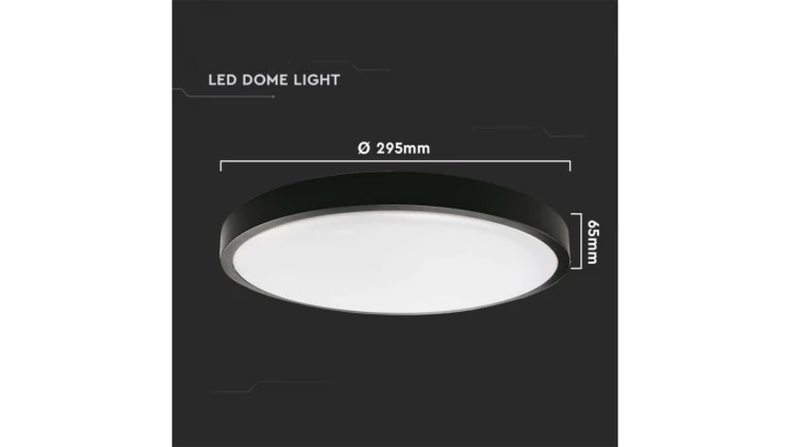 Plafoniera LED 24W 2400lm 4000K IP44 Okrągła fi295 Mleczny Czarna Ramka z mikrofalowym czujnikiem ruchu 7670