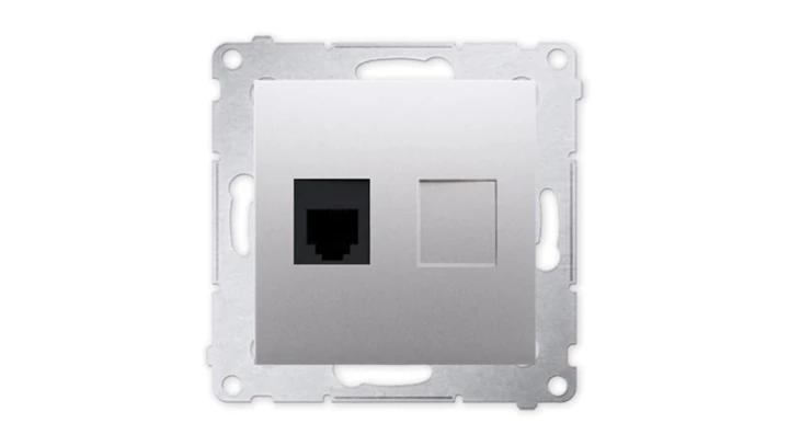 Simon 54 Gniazdo telefoniczne pojedyncze RJ12 srebrny mat DT1.01/43