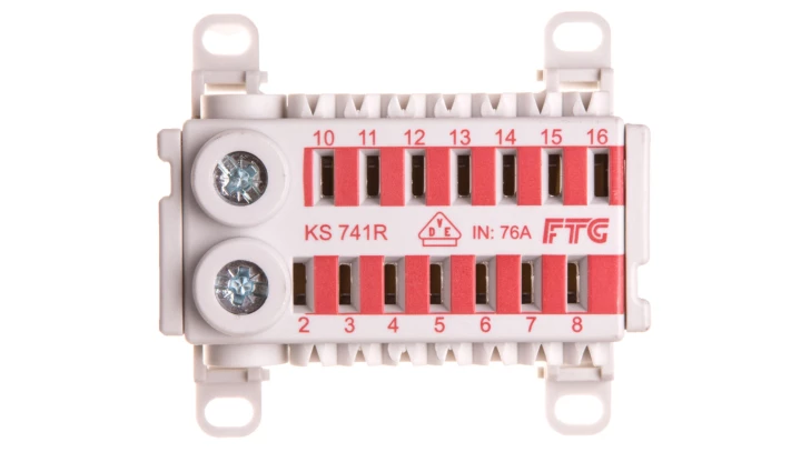 Blok rozdzielczy CU ECB 1 -polowy 2x25mm2, 14x4mm2 , czerwony KS741R