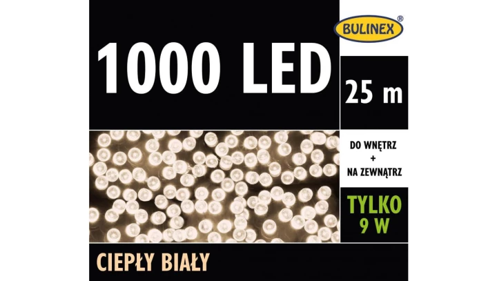 Lampki Bulinex 1000led białe ciepłe 25,0 0m