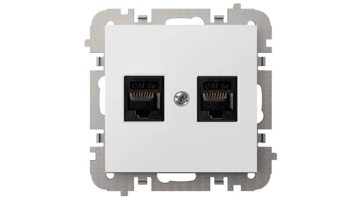 SANTRA gniazdo 2xkomputerowe RJ45 bez ramki podtynkowe biały 4149-10