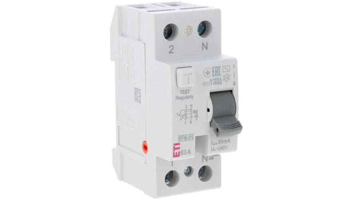 Wyłacznik różnicowoprądowy 2P 63A 0,03A typ AC EFI6-P2 AC 63/0.03 002061253