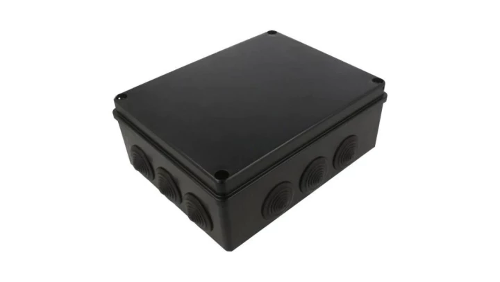 Skrzynka hermetyczna IP65 Puszka instalacyjna 240x190x90mm bezhalogenowa czarna z dławikami PG29 S-BOX 506c