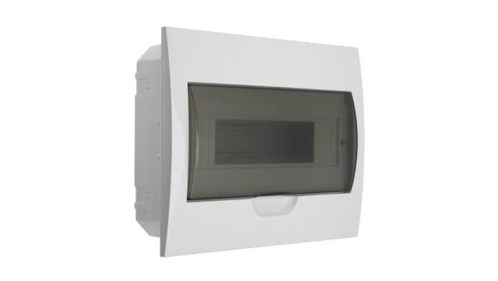Rozdzielnica modułowa tworzywo 1x12 podtynkowa IP40 IK06 N+PE II klasa drzwi transparentne szare DB112F 1X12P/FMD biały 3843