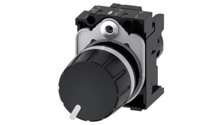 Potencjometr kompaktowy 22mm 1kOhm 1W IP69(K) tworzywo czarna gałka z uchwytem przył śrub SIRIUS ACT 3SU1200-2PQ10-1AA0