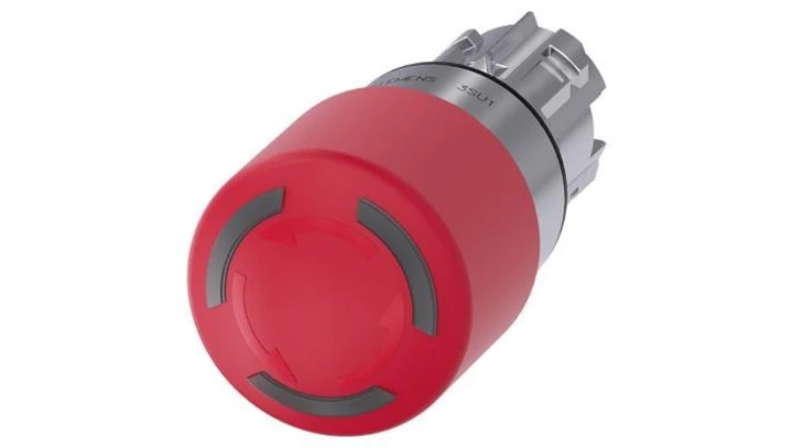 Przycisk bezpieczeństwa podświetlany 22mm metal czerwony 30mm odbl. przez obrót IP69k SIRIUS ACT 3SU1051-1GB20-0AA0