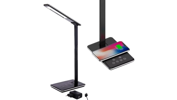 Lampa Biurkowa LED 4W 3w1 Bezprzewodowa ładowarka Czarna 218600