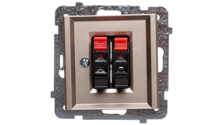 SONATA Gniazdo głośnikowe podwójne szampański złoty GG-2R/m/39