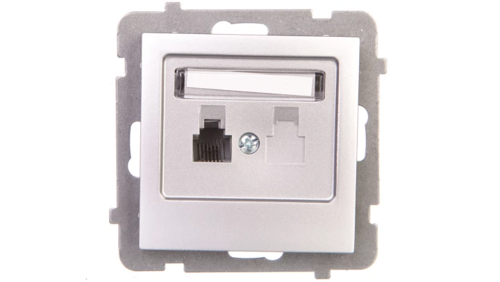AS Gniazdo telefoniczne pojedyncze RJ11 srebro GPT-1G/m/18