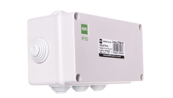 INDUSTRIAL Puszka hermetyczna n/t 156x95x68 z 8 dławnicami IP55 szara 2705-02