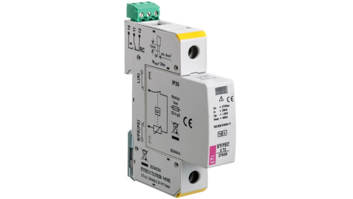 Ogranicznik przepięć Typ T2 1P 20kA sygnalizacja ETITEC C T2 275/20 1+0 RC 002440394