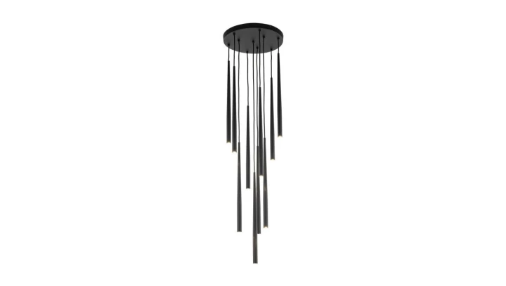 Lampa wisząca czarna z 10 kloszami-rurkami PIANO BLACK 10114 TK Lighting