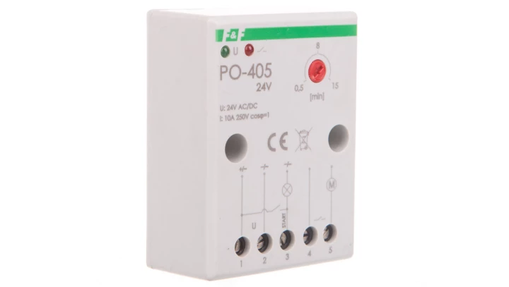 Przekaźnik czasowy 10A 1-15min 24V AC/DC z opóźnionym odpadaniem PO-405 24V AC/DC