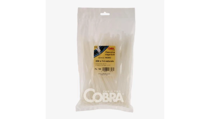 Opaska kablowa otwierana wielokrotnie biała 300x4.5 COBRA /100szt./ 962112