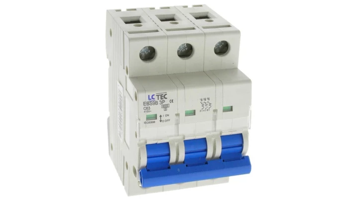 Wyłącznik nadprądowy 3P C 63A 6kA AC LC-Tec EBS9B-3C/63 LCTEC-EBS9B-3C/63