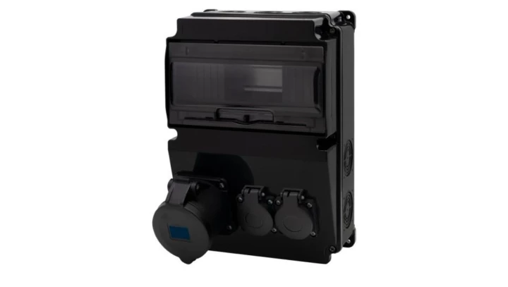 Rozdzielnica czarna LAGO 10M SCENIC - gniazda proste 16A 3p, 2x230V /10 modułów/