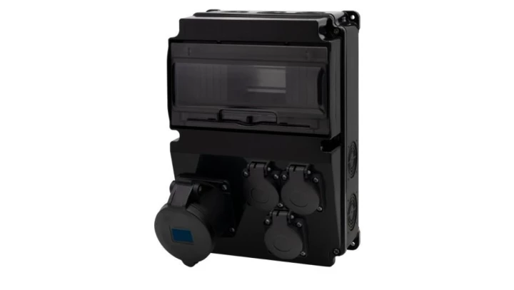 Rozdzielnica czarna LAGO 10M SCENIC - gniazda proste 32A 3p, 3x230V /10 modułów/