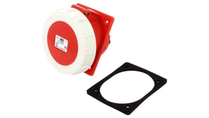 Gniazdo tablicowe skośne 32A 5P 400V /80x97/ czerwony IP67 4252-6f78