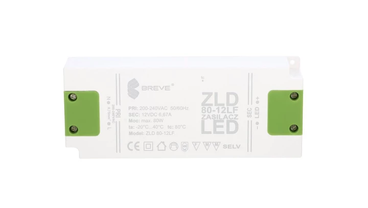 Zasilacz LED 12V DC 80W ZLD 80-12LF 6,6A 19712-9009