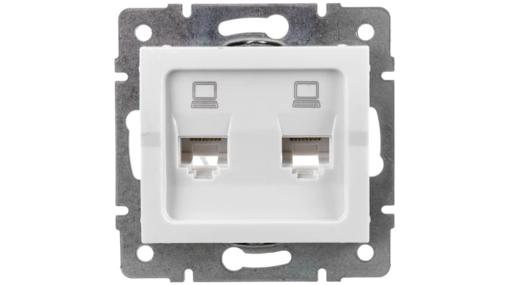 LOGI Gniazdo komputerowe podwójne niezależne (2x RJ45Cat 5e Jack) Biały 021410002 25110