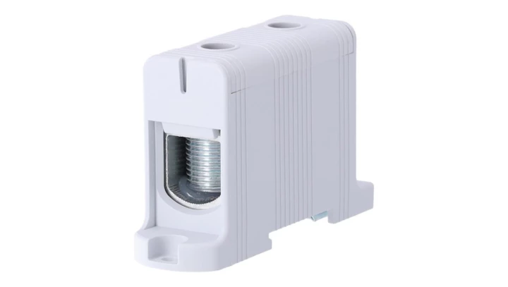 Blok rozdzielczy ‑ odgałęźny 1 ‑ polowy 35-150mm2 szary montaż płaski FJ-E150 85826