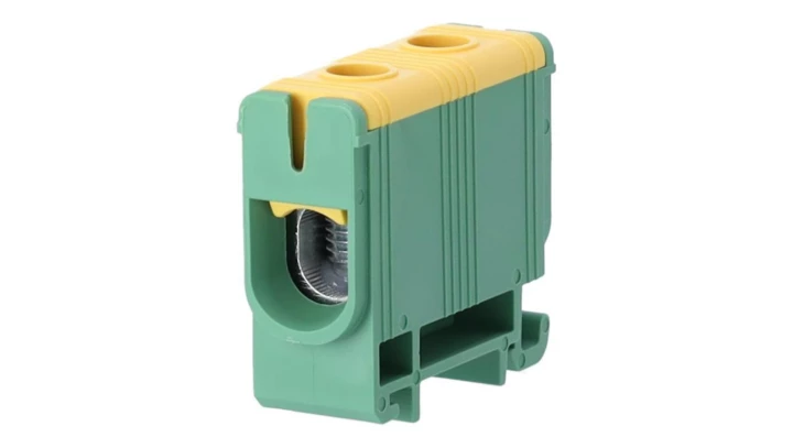 Blok rozdzielczy ‑ odgałęźny 1 ‑ polowy 2,5-50mm2 żółto-zielony montaż płaski FJ-E50/D 85822