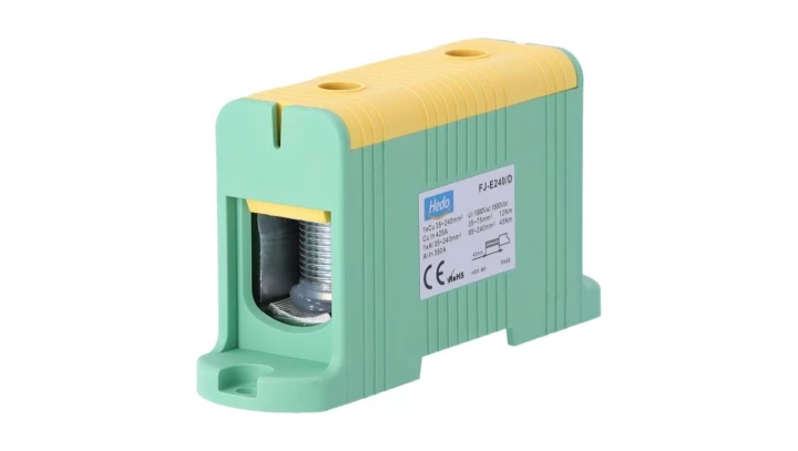 Blok rozdzielczy ‑ odgałęźny 1 ‑ polowy 35-240mm2 żółty montaż płaski FJ-E240/D 85831