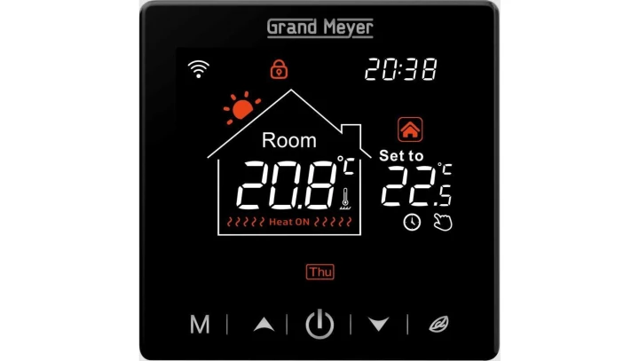 Programowalny termostat Grand Meyer SN-20 z Wi-Fi (czarny)