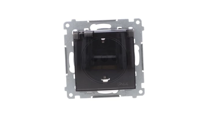 Simon 54 Gniazdo Schuko do wersji IP44 z przesłonami z uszczelką klapka transparentna antracyt DGSZ1BZ.01/48A