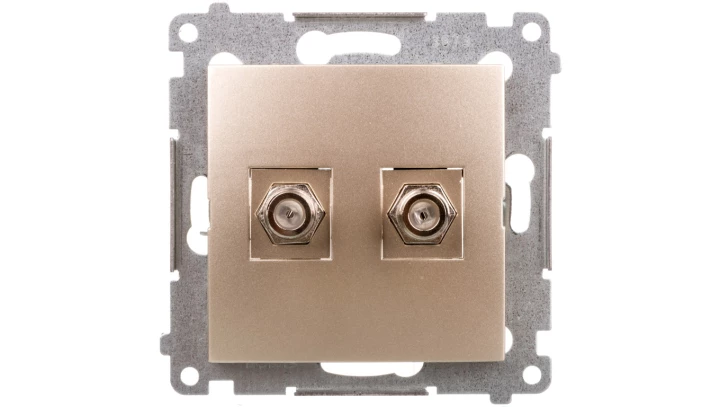 Simon 54 Gniazdo antenowe podwójne typu F złoty mat DASF2.01/44