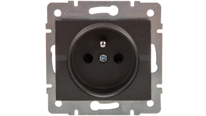 LOGI Gniazdo pojedyncze ochrona styków śrubowy Grafit 16A 250V 021250141 25267