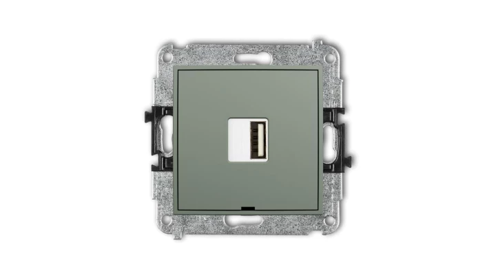 MINI Mechanizm ładowarki USB pojedynczej USB A, 10W max., 5V, 2A, bez pola opisowego szałwiowy 61MCUSBBO-3