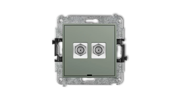 MINI Mechanizm gniazda antenowego podwójnego typu F (SAT) niklowany, bez pola opisowego szałwiowy 61MGFBO-2