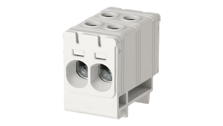 Blok rozdzielczy ‑ odgałęźny 2 ‑ polowy 2,5-35mm2 szary montaż płaski FJ-E35/2 1000051