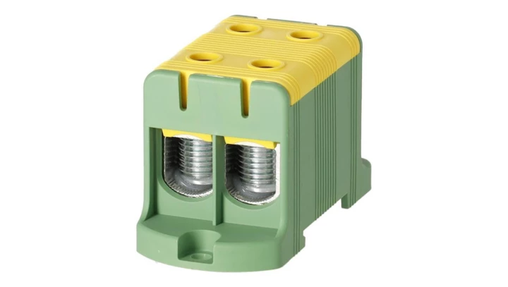 Blok rozdzielczy ‑ odgałęźny 2 ‑ polowy 16-95mm2 żółto-zielony montaż płaski FJ-E95/2/D 1000062