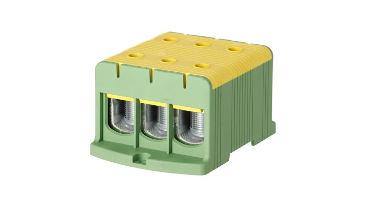 Blok rozdzielczy ‑ odgałęźny 3 ‑ polowy 35-240mm2 żółto - zielony montaż płaski FJ-E240/3/D 1000077