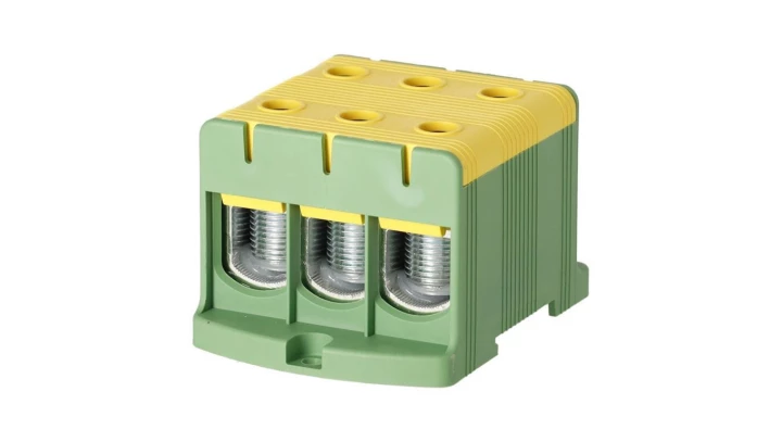 Blok rozdzielczy ‑ odgałęźny 3 ‑ polowy 35-150mm2 żółto-zielony montaż płaski FJ-E150/3/D 1000071