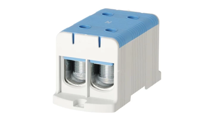 Blok rozdzielczy ‑ odgałęźny 2 ‑ polowy 35-240mm2 niebieski montaż płaski FJ-E240/2/B 1000073