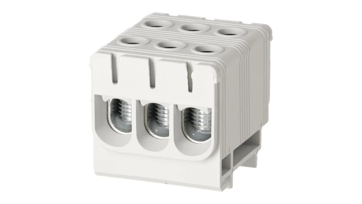 Blok rozdzielczy ‑ odgałęźny 3 ‑ polowy 2,5-50mm2 szary montaż płaski FJ-E50/3 1000057