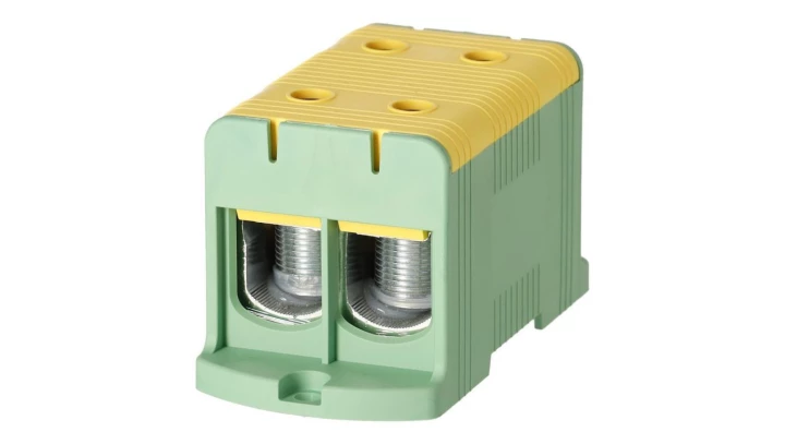 Blok rozdzielczy ‑ odgałęźny 2 ‑ polowy 35-240mm2 żółto - zielony montaż płaski FJ-E240/2/D 1000074