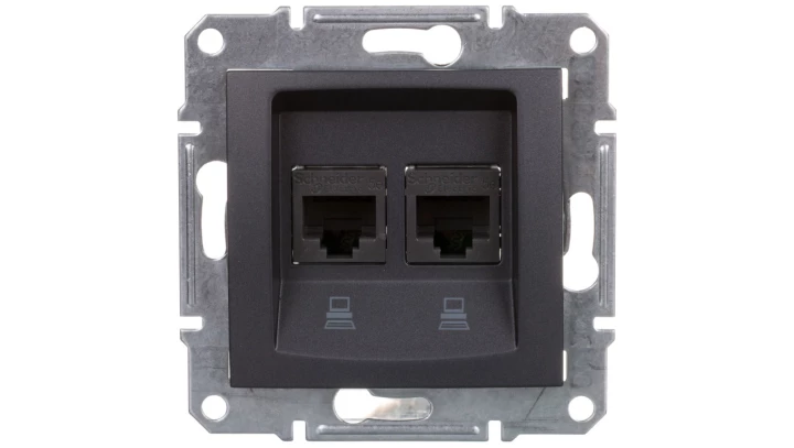 SEDNA Gniazdo komputerowe podwójne RJ45 kat.5e grafit SDN4400170